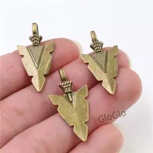8pcs 매력 인도 화살촉 단검 28x15mm 골동품 만드는 펜던트에 맞게 빈티지 티벳 청동 DIY 팔찌 목걸이
