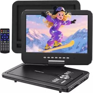 POFOTO 12.5인치 휴대용 DVD 플레이어 10.5인치 HD 회전 화면 6시간 배터리 수명 듀얼 스피커 차량용