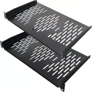 리베코 2PCS 1U 랙 선반 19인치 캐비닛 마운트 컴퓨터 케이스 장착용 트레이 캔틸레버 10인치 25CM 깊이