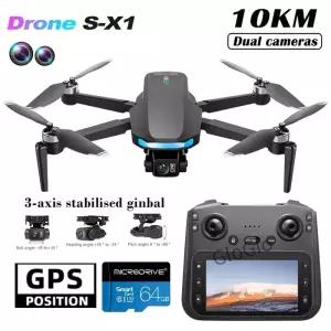 S-X1 미니 드론 8K 프로페셔널 스크린 탑재 3축 짐벌 GPS 4K HD EIS 카메라 5G 브러시리스 FPV RC 쿼드콥터