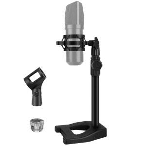 INNOGEAR 데스크탑 마이크 스탠드 파이핀 블루 예티용 스탠드 | 데스크 마운트 안정적인 베이스 SHURE HYPERX용 10~15인치 높이 조절 가능 3.3파운드 무게 허용 40~52MM 마이크용 쇼크 마운트