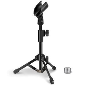 데스크 마이크 스탠드 JCWINY 휴대용 접이식 삼각대(마이크 클립 홀더 포함) 조절 가능한 BLUE YETI SNOWBALL SPARK 및 기타 다이내믹 마이크용 테이블용