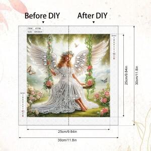 초보자와 성인을위한 DIY 스윙 천사 특수 모양 다이아몬드 아트 키트, 홈 벽 장식 페인팅