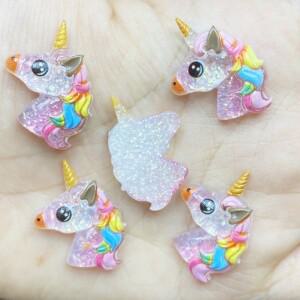 12pcs 독특한 혼합 반짝 이는 유니콘/캔디 플랫 백 입상 DIY 웨딩 스크랩북 장식 홈 공예 C01