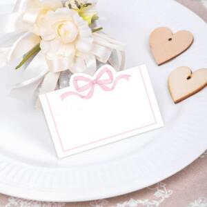 10pcs 핑크 보우 좌석 카드, 쓰기 가능한 웨딩 게스트 이름 생일 티 테이블 장식 선물 인사말
