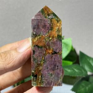 천연 크리스탈 루비 Zoisite 에메랄드 타워 완드 포인트 석영 스톤 미네랄 영적 Reiki 보석 장식품 홈