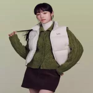 [국내정품] 리 LEE [노윤서 착장] 우먼 릿지 크롭 다운 베스트 아이보리 LE2503VT60IV