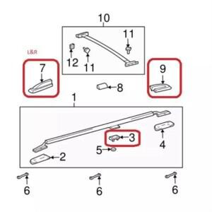 Toyota Land Cruiser 용 4Pcs 루프 랙 레일 엔드 커버 1998-2007 63491-60060