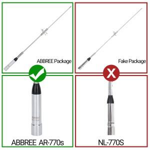 ABBREE AR-770S 모바일 자동차 안테나 PL259 TYT Baojie BJ-218 AR-2520 아마추어 라디오 용 듀얼 밴드 고