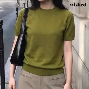 [위시드]심플 하프슬리브 하이넥 반팔 니트 (WIDCNT010)