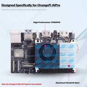 오렌지 파이 AIPro용 히트싱크 베이스 키트가 포함된 냉각 팬 - 7000RPM 듀얼 볼 베어링 12V 쿨러(오렌지