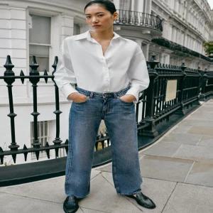 ZARA JEANS Z1975 레귤러 하이라이즈 롱 기장 - 미디움 블루 8228/021/427