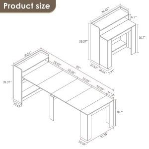 20인치~99인치 확장형 식탁(2~10인용, 수납공간 포함), 모던 모듈식 테이블, 절약형, 맞춤 제작 가능