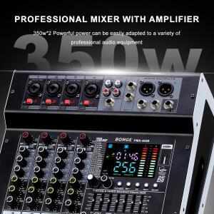 BOMGE 4 채널 350W×2 파워 오디오 앰프 믹서 256 DSP 믹싱 DJ 콘솔 사운드 믹서무대 KTV용 블루투스 USB