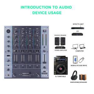 M4000 프로페셔널 미니 DJ 컨트롤러 XLR USB 지원 파워 믹서 콘솔 클럽 디스코 홈 오디오용 스피커 포함