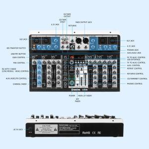 오디오 믹서 8채널 99개 DSP 이펙트 레코드 PC 48V 팬텀 파워 USB 사운드 블루투스 DJ 콘솔 믹싱 노래방용