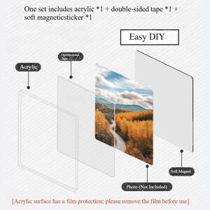 5/10pcs DIY 냉장고 자석 자기 시트 소재 패키지가있는 높은 투명도 아크릴 사각형 라운드 홈 장식