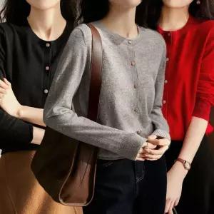 얇은 넥 니트 봄가디건 가을 회색 봄 여성 라운드 루즈핏 예쁜 핑크 가디건 단추 무지
