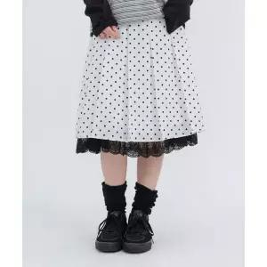 HIGH SCHOOL DISCO 플리츠 도트 미디스커트_화이트 2458643