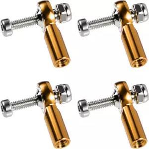 FOCMKEAS 4개 세트 M2x15mm 타이로드 엔드 볼 헤드 금색 알루미늄 RC 모델 자동차 보트 비행기용 나사식