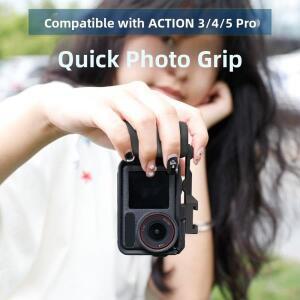 플라스틱 액션 카메라 그립 핸들 셔터 버튼 조절식 확장 어댑터 OSMO Action5/4/3 용 퀵릴리스