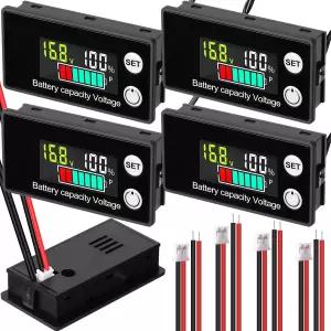 골프 카트용 킹더 4팩 디지털 배터리 모니터 8-100v 12v 24v 36v 48v 60v 72v 해상 보트/자동차/오토바이