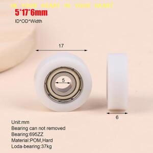 X5x17x6mm 나일론 플라스틱 롤러 가이드 휠 695zz 베어링 POM 서랍 창문 도어 풀리