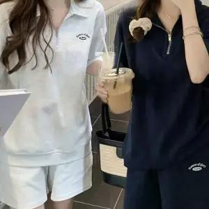 여성 여름 트레이닝복 반팔 반바지 상하 세트 8C8BF 운동복 오트밀