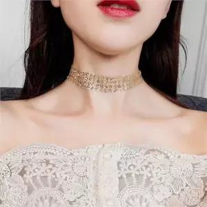 여성 초커 목걸이 초커 목걸이 포인트 글리터 파티 스팽글