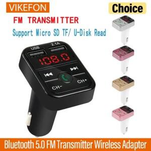 자동차 무선 어댑터 블루투스 5.0 FM 송신기 마이크 오디오 수신기 MP3 플레이어 2.1A 듀얼 USB 고속 충전
