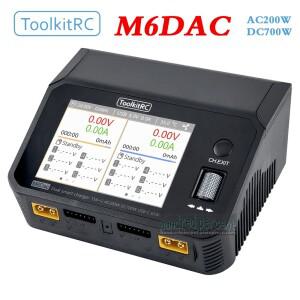 ToolkitRC M6DAC 충전기 1-6S 스마트 듀얼 채널 2CH AC200W DC700W IPS3.5인치 리모컨 장난감 자동차 항공
