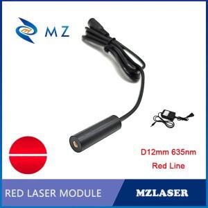 컴팩트 D12mm 산업용 레드 라인 레이저 다이오드 모듈 635nm 5mw 20mw 어댑터 포함 3V 5V 12V 전문가용