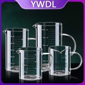 YWDL 1pcs 손잡이가 있는 유리 측정 컵 내열성 실험실 비커 주방 우유 커피 머그잔 250/350/500/1000ml
