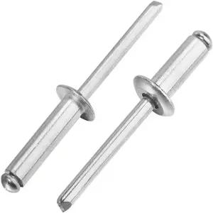 Linkup 55pcs 팩 1/4 x 3/4 팝 블라인드 리벳 6.4mm 알루미늄 바디 스틸 맨드릴 슬리버 돔 헤드