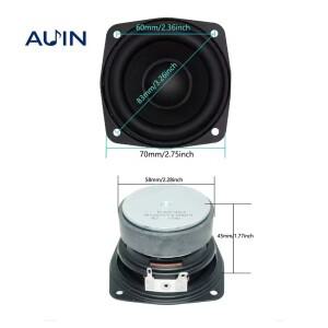 AUIN 1개 78MM 4옴 15W 서브우퍼 스피커 3인치 볼록 캡 베이스 사각 DIY 북쉘프 하이파이 홈 사운드 시어
