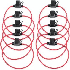 캠웨이 10PCS 퓨즈 홀더 블레이드 미니 ATM/ATC 방수 자동차 와이어 14 AWG 카보트 RV 12V 20A