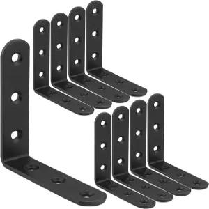 16개의 PCS L 선반 브래킷 4인치 주철 4x4인치 헤비 듀티 L자형 모서리 DIY 책장을 걸 수 있는 검은색