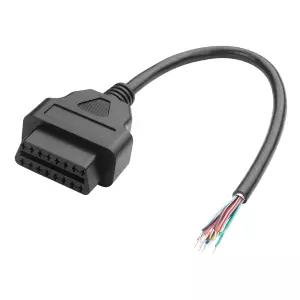 YAODHAOD OBD2 암컷 피그테일 연장 케이블 오픈 16핀 OBDII 포트 교체 와이어 DIY용 진단 30cm/12인치