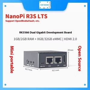 NanoPi R3S LTS RK3566 미니 라우터 (듀얼 2.5GbE, 32GB eMMC, CNC 알루미늄 케이스, Linux 지원)