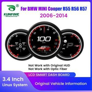 BMW 미니 쿠퍼 R55 R56 R57 2006-2014 계기판 속도계 가상 조종석 용 3.4 인치 자동차 LCD 디지털 대시 보