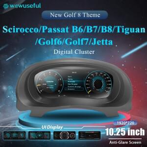12.3인치 디지털 계기판 (폭스바겐 파사트 B8 B6 7 CC 시로코 제타 4 골프 6 MK7 바리안트용) 가상 계기판