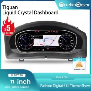 폭스바겐 티구안 2009-2017년용 12.3'' LCD 디지털 대시보드 클러스터 타블레로 자동차 라디오 계기판 조종