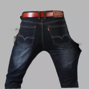 남성용 깔끔한 스티치 블랙진 일자바지 청바지