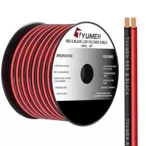 튜멘 12 게이지 와이어 50FT AWG 레드 블랙 후크업 전기 LED 스트립 연장 코드 12V/24V DC 케이블 가정