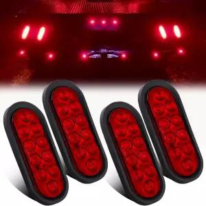 Partswcgg 4Pcs 6인치 타원형 LED 트레일러 테일 라이트 10개 다이오드 빨간색 트럭 봉인된 스톱 턴