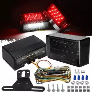 파츠삼 12V LED 직사각형 트레일러 라이트 키트 밀폐형 IP68 방수 트럭 해상 보트 스톱 턴 테일 번호판