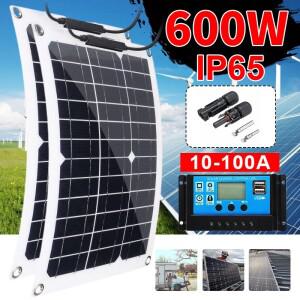 600W/ ㎡ 유연한 태양광 패널 12V 배터리 충전기 듀얼 USB 10A-100A 컨트롤러 전지 파워 뱅크 자동차 요트