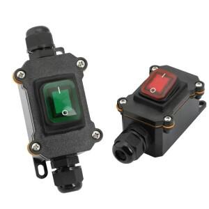 IP65 밀폐형 방수 실외 자동/보트/해양 로커 스위치(LED, 박스 및 인라인 코드 포함)(16A, 12-24V/220V,