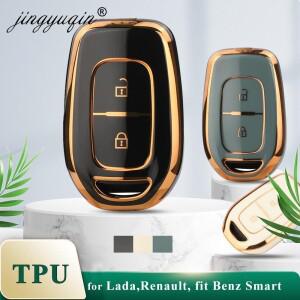 Jingyuqin TPU 자동차 키 커버 케이스 Fob Renault Kwid 교통 기호 fit Dacia Sandero Logan Duster  Prote