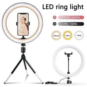 12인치 LED 링 라이트 사진 조명 휴대폰 삼각대 스탠드 포함 USB 원형 유튜브 비디오 라이브 방송용